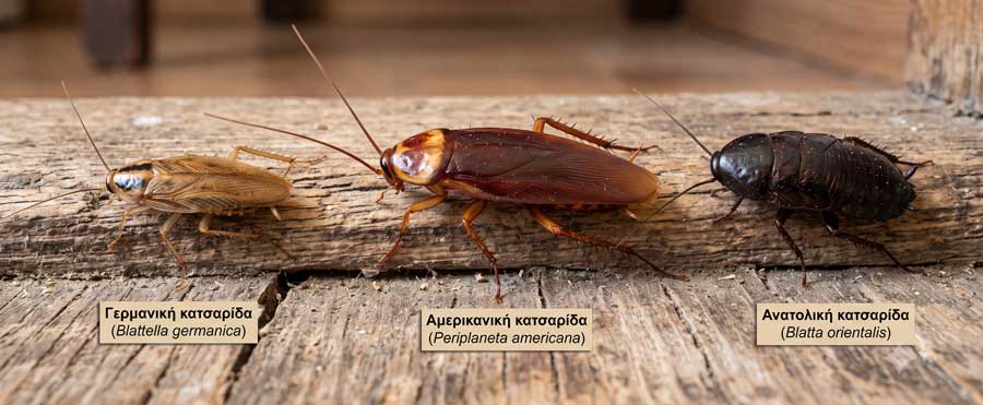 Γερμανική, Αμερικανική και Ανατολική κατσαρίδα. Τα 3 είδη που αφορούν κυρίως την Απεντόμωση κατσαρίδων.