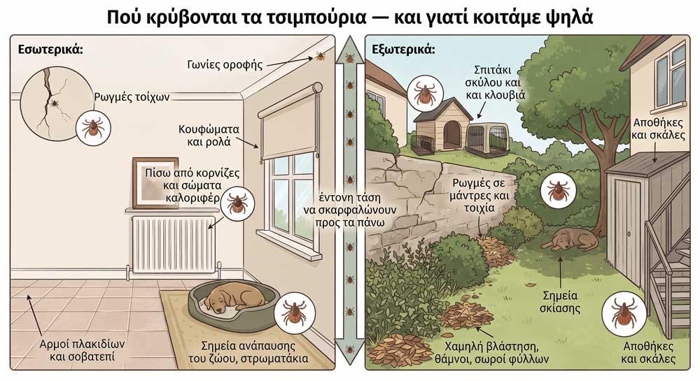 Που κρύβονται τα τσιμπούρια - Infograhic